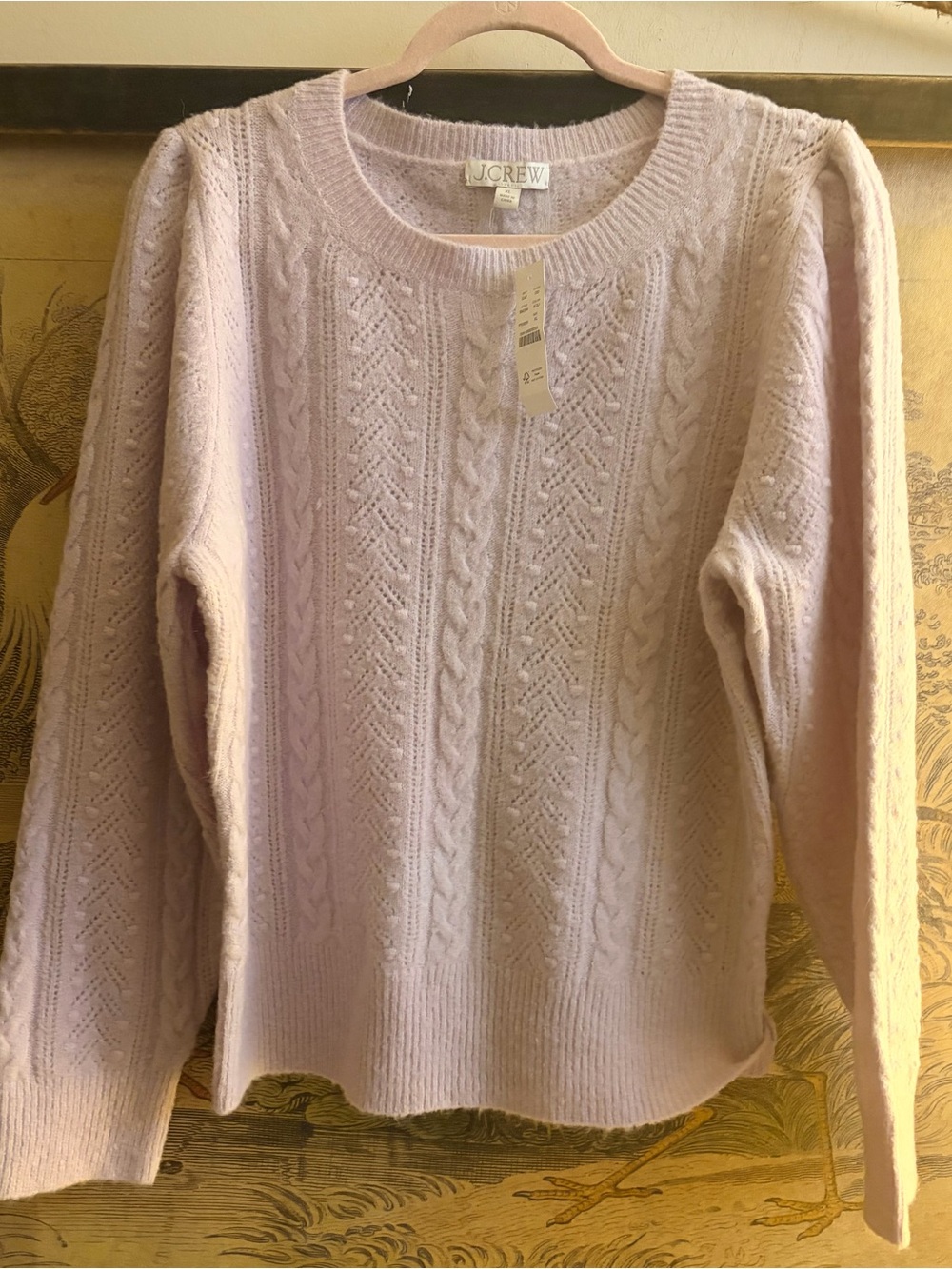 * New J.Crew Women's Cable Pointelle Knit Sweater SZ XL *